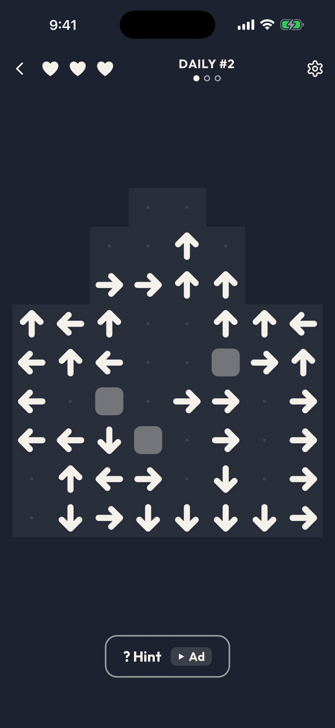 The daily board on its dark night ground