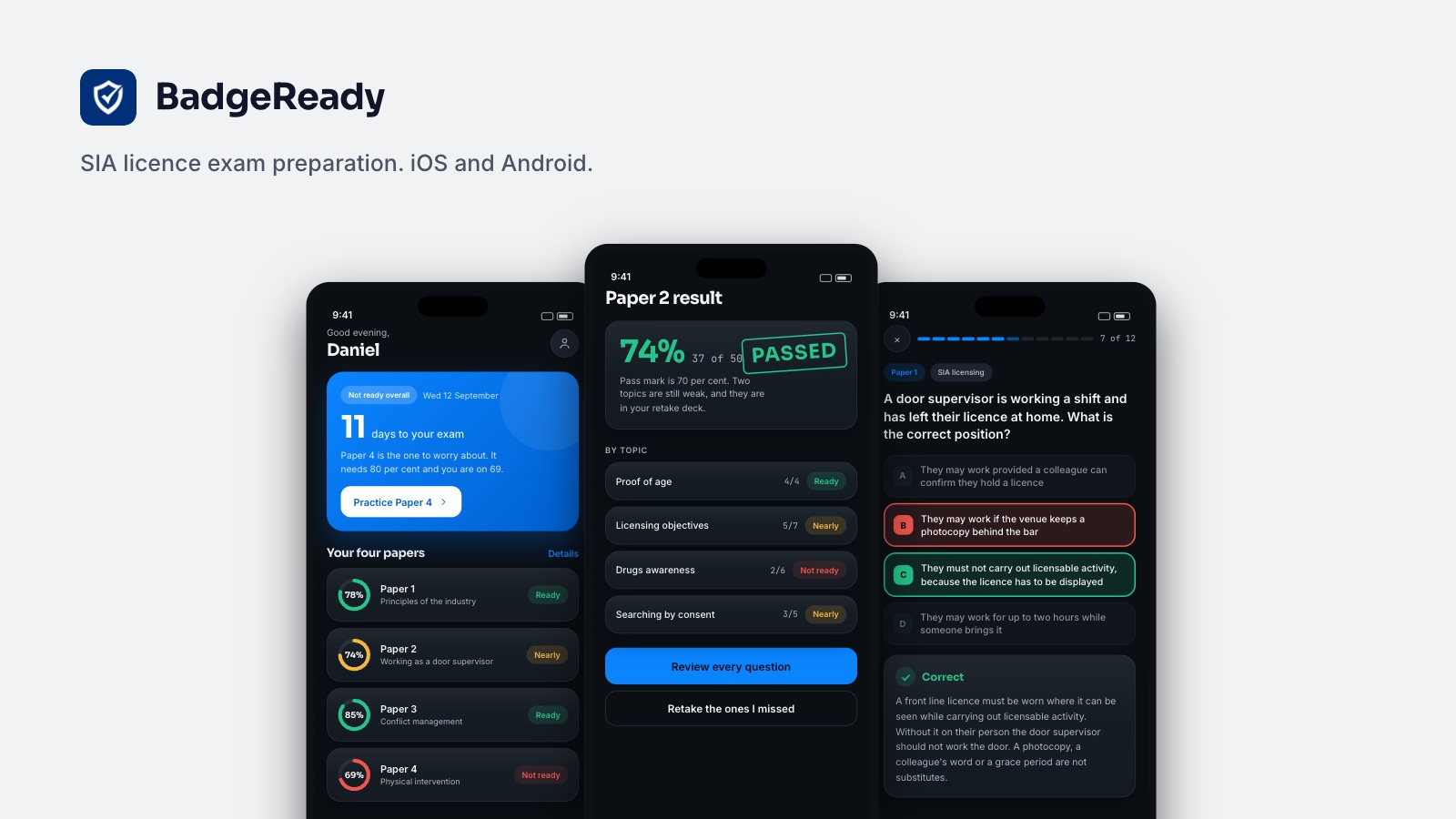 BadgeReady — study app on iOS and Android
